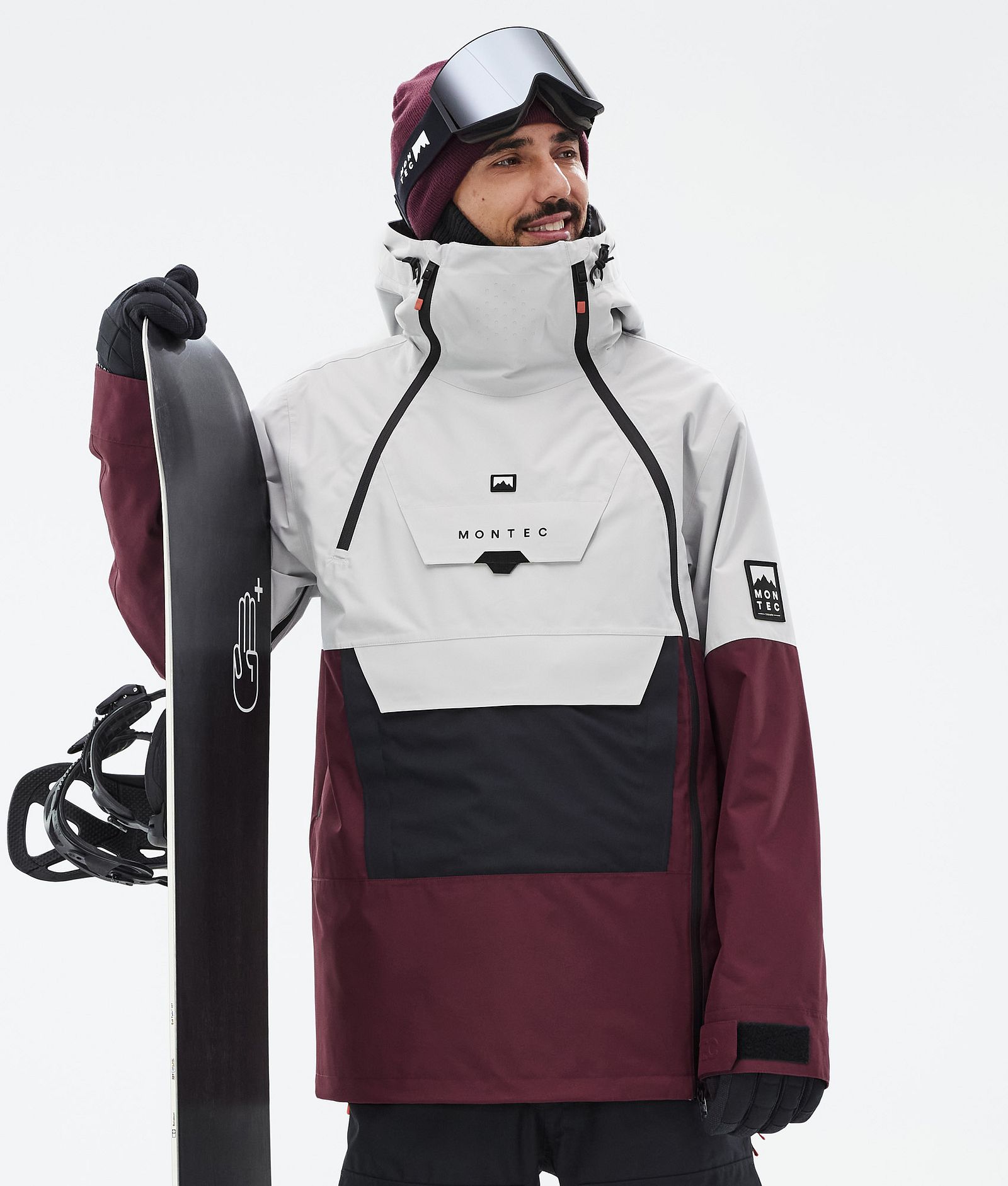 Montec Doom Snowboardjacke Herren Light Grey/Black/Burgundy, Bild 1 von 11