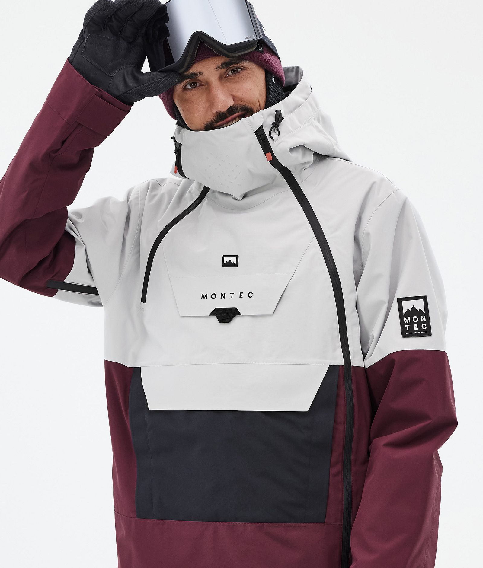 Montec Doom Skijacke Herren Light Grey/Black/Burgundy, Bild 2 von 11