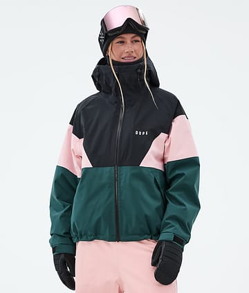 Dope Spartan W Snowboardjacke Damen Sport Black/Soft Pink/Bottle Green