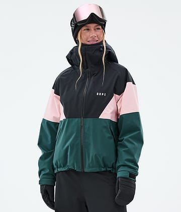 Dope Spartan W Snowboardjacke Damen Sport Black/Soft Pink/Bottle Green