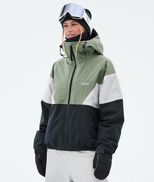 Dope Spartan W Snowboardjacke Damen Sport Moss Green/Light Grey/Black
